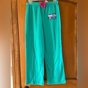 St Eve Girl’s Green Owl Fleece pajama Pants Size 14